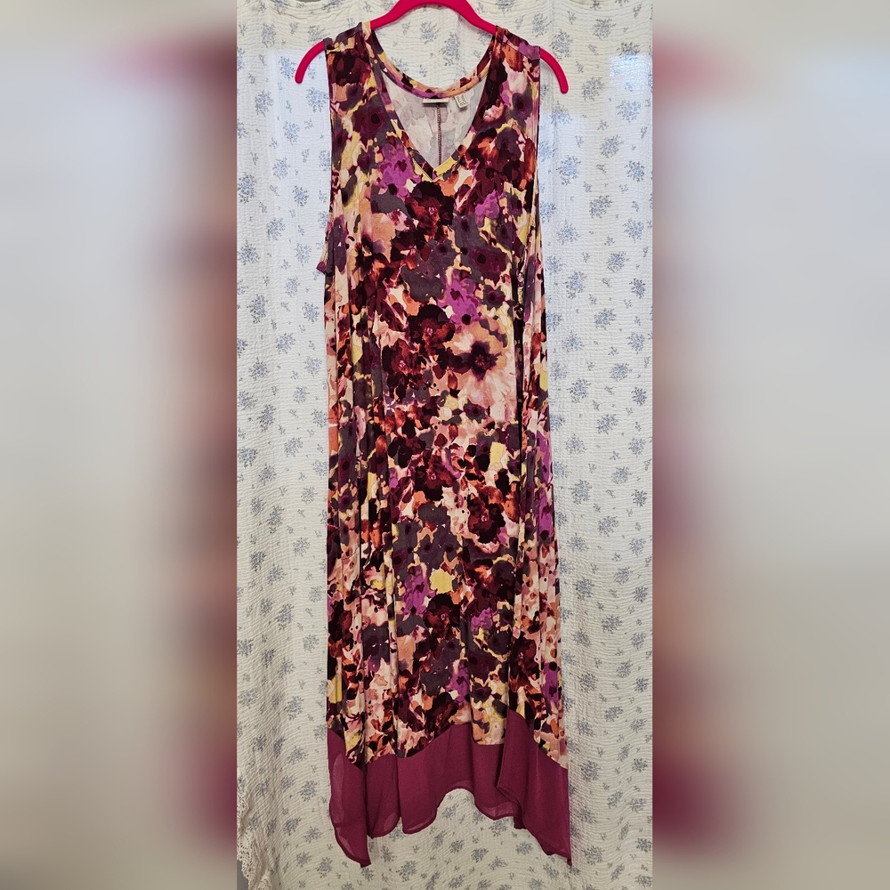 LOGO by Lori Goldstein Sleeveless Floral Dress - Purple and Pink